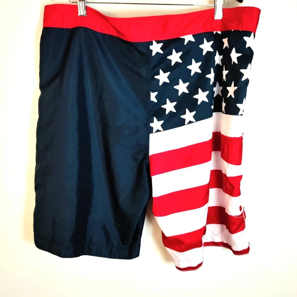 Old Navy American Flag Patriotic Board Swim Resorts Beach Graphic Shorts Men XXL